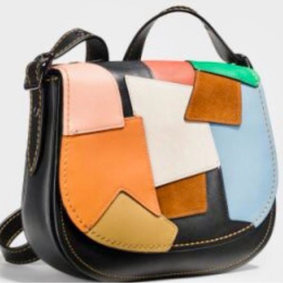 Coach 1941 RARE Patchwork Leather Saddle Bag 23 in Black Multi - Picture 2 of 9